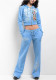 Women Street Casual Print Zipper Hooded Top and Pants Two-Piece Set