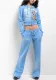 Women Street Casual Print Zipper Hooded Top and Pants Two-Piece Set