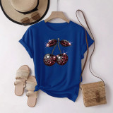 Plus Size Women Floral Print Short Sleeve Round Neck T-shirt