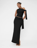 Women Summer Slash Shoulder Sleeveless Top And Skirt 2-piece set