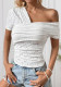 Women Summer Slash Shoulder Hollow Sexy Slash Shoulder Short-sleeved T-shirt Top