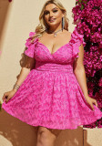 Plus Size Women Holidays Ruffle Dress