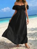 Women Gathered V-Neck Short Sleeve Holidays Dress