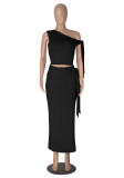 Women Summer Slash Shoulder Sleeveless Top And Skirt 2-piece set