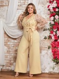 Plus Size Women Spring and Summer Jumpsuit Two-Piece Set