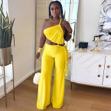 Women Spring and Summer Hollow Halter Neck Strapless Gathered Tie-string Wide-leg Jumpsuit