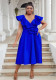 Women Plus Size V-Neck Ruffle Flower Formal Party Dress