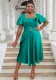Plus Size Women Square Neck Solid High Waist Dress