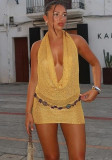 Women Sexy Knitting Halter Neck Backless Sequin Dress