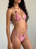 Women's Solid Color Two Pieces Bikini Swimsuit