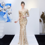Elegant Spring Off-Shoulder Fishtail Long Party Dress for Women
