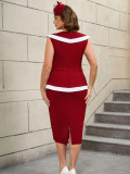 Turndown Collar Contrast Color Elegant Formal & Cocktail Party Dresses