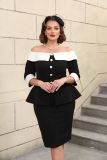 Plus-Size Contrast Off-Shoulder Formal & Cocktail Party Bodycon Dress