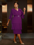 Ruffle Sleeve Formal & Cocktail Party Slim Waist Chiffon Dress