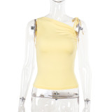 Autumn Women's Fashion Trend Casual Solid Color Lace-Up Vest Top