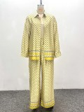 Women's Plus Size African Fashion Loose Contrast Color Printed Shirt & Wide Leg Pants Two-Piece Set