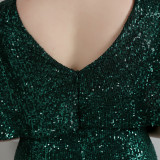 Spring and Summer Plus-Size Long Sequin Formal Party Evening Dress