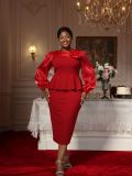Flower Long Sleeve Elegant Cocktail & Formal Party Bodycon Dress