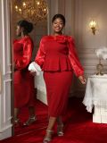 Flower Long Sleeve Elegant Cocktail & Formal Party Bodycon Dress