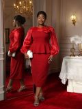 Flower Long Sleeve Elegant Cocktail & Formal Party Bodycon Dress