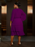 Ruffle Sleeve Formal & Cocktail Party Slim Waist Chiffon Dress