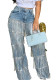 Autumn and Winter Women's Tassel Loose Straight Denim Trousers