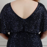 Spring and Summer Plus-Size Long Sequin Formal Party Evening Dress