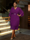 Ruffle Sleeve Formal & Cocktail Party Slim Waist Chiffon Dress