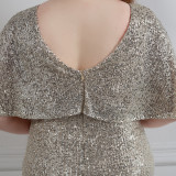 Spring and Summer Plus-Size Long Sequin Formal Party Evening Dress
