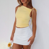 Autumn Women's Fashion Trend Casual Solid Color Lace-Up Vest Top