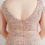Spring and Summer Long Sequin Plus-Size Formal Party Evening Dress