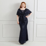 Spring and Summer Plus-Size Long Sequin Formal Party Evening Dress