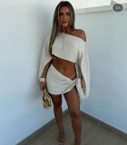 Summer Beach Holidays Sunscreen Breathable Long Sleeve Two Piece Skirt Set