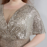 Spring and Summer Plus-Size Long Sequin Formal Party Evening Dress