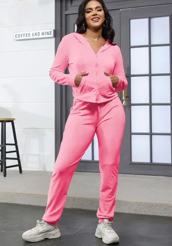 Women's Fashion Casual Velvet Hooded Women's Two-Piece Tracksuits
