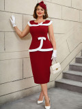 Turndown Collar Contrast Color Elegant Formal & Cocktail Party Dresses