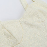 Spring Summer Women's Solid Color Slim Off Shoulder Two-Piece Slim Waist Strap Skirt Set