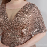 Spring and Summer Plus-Size Long Sequin Formal Party Evening Dress