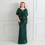 Spring and Summer Plus-Size Long Sequin Formal Party Evening Dress