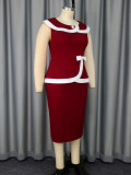 Turndown Collar Contrast Color Elegant Formal & Cocktail Party Dresses
