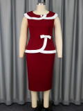 Turndown Collar Contrast Color Elegant Formal & Cocktail Party Dresses