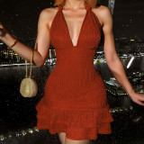 Women's Sexy Low-Back Slim Halter-Neck Hollow Dress