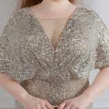 Spring and Summer Plus-Size Long Sequin Formal Party Evening Dress