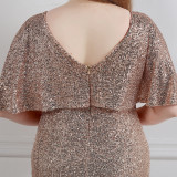 Spring and Summer Plus-Size Long Sequin Formal Party Evening Dress