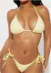 Women's Yellow White Bikini Summer Sexy Low Back Swimsuit