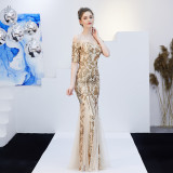 Elegant Spring Off-Shoulder Fishtail Long Party Dress for Women