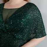 Spring and Summer Plus-Size Long Sequin Formal Party Evening Dress