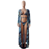 Women's Summer Three-Piece Sexy Floral Print Bikini Swimsuit