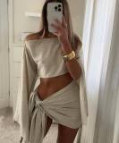 Summer Beach Holidays Sunscreen Breathable Long Sleeve Two Piece Skirt Set