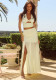 Women's Sexy High Waist Mesh Patchwork Long Skirt Halter Neck Hollow Vest Holidays Two Piece Set